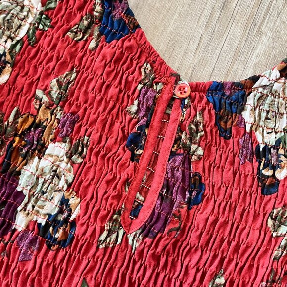 Womens mm mm mm Orange Floral Ruffle Blouse - L - Picture 5 of 6